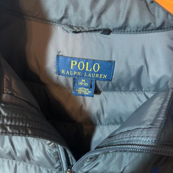 Polo Ralph Lauren Kids Size M 10-12 Puffer Jacket Gray Quilted Lightweight FLAW - Picture 2 of 9